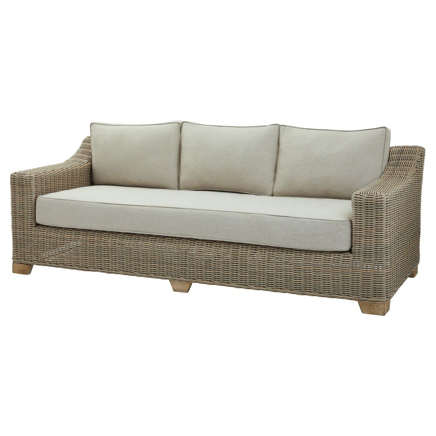 Capri Collection Outdoor Three Seater Sofa - Rattan, Fabric, Eco-Friendly - Plushnests
