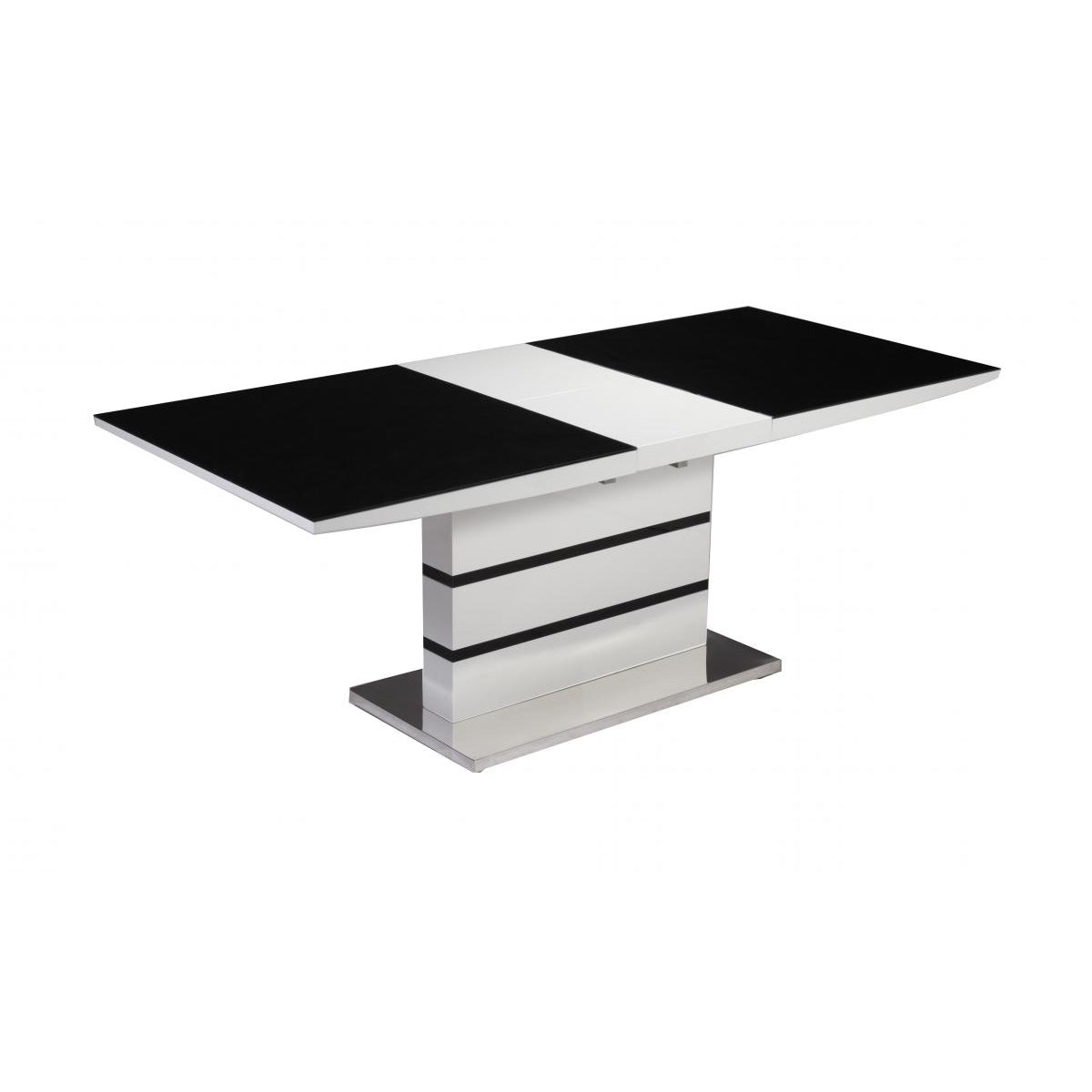 Aldridge High Gloss Dining Table White Black Glass Top, Modern & Scratch-Resistant - Plushnests