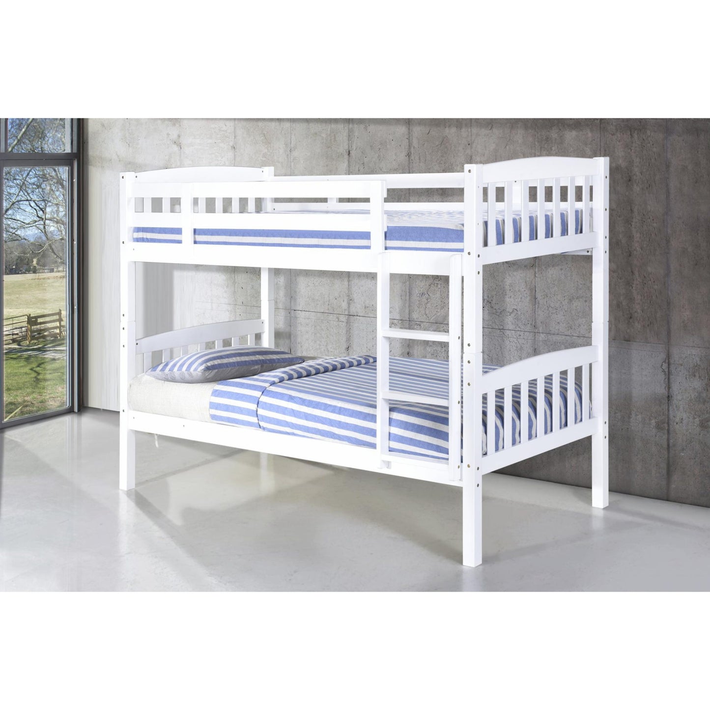 Ashbrook Solid Wood Triple Bunk Bed White - Full-Sized, Space-Saving Bed - Plushnests