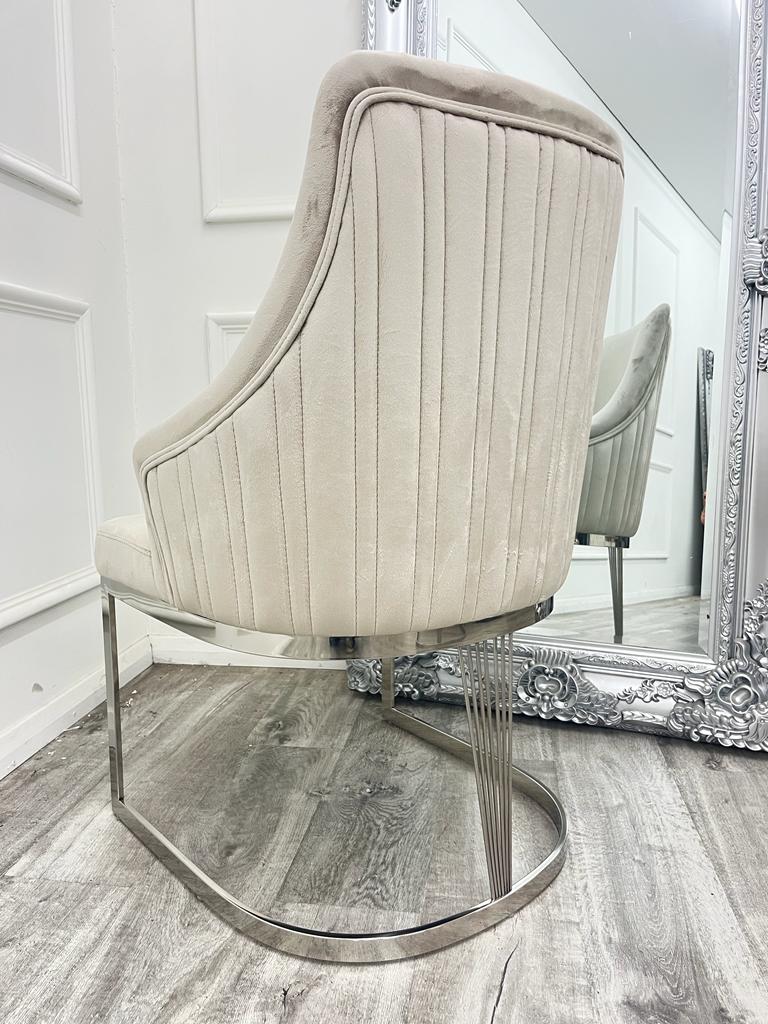 Chelmsford Velvet Dining Chair Contemporary, Chrome Legs, Rustic Charm - Plushnests