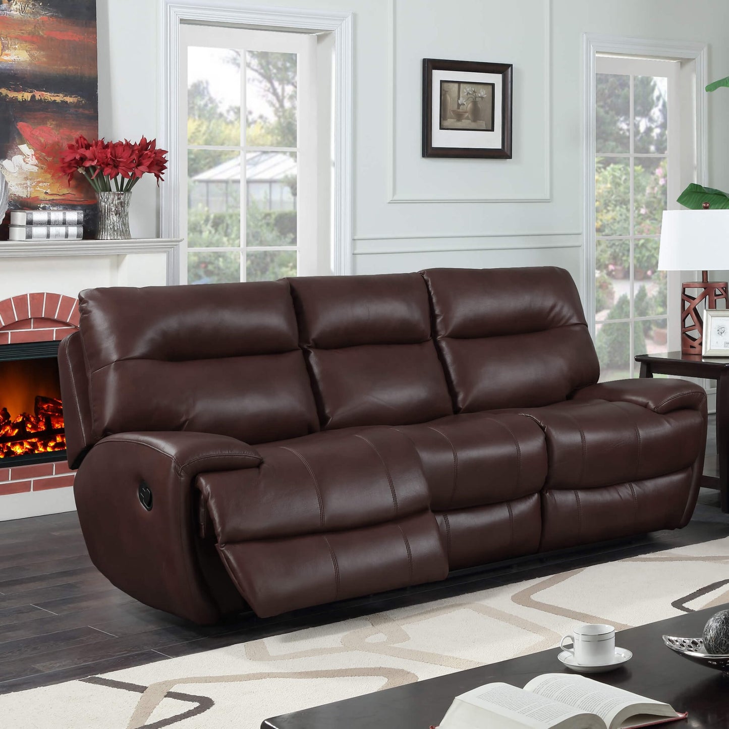 Bailey Recliner LeatherGel PU 3-Seater Sofa | Lounge Recliner, PU Leather - Plushnests