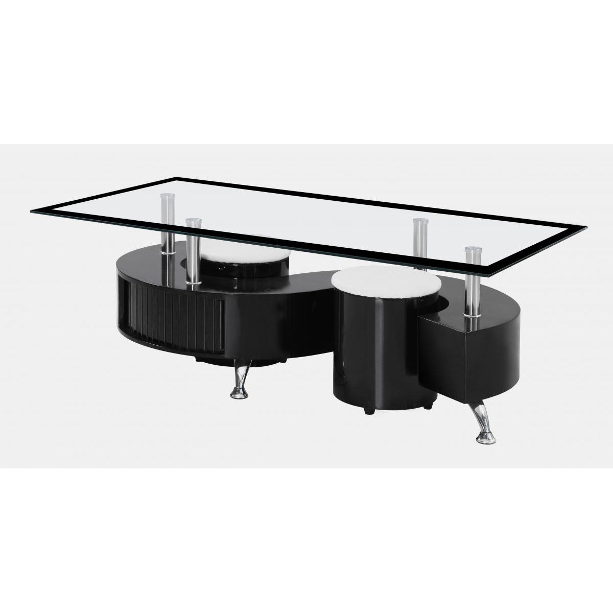 Boule Black High Gloss Coffee Table – Modern & Stylish Black Border Glass - Plushnests