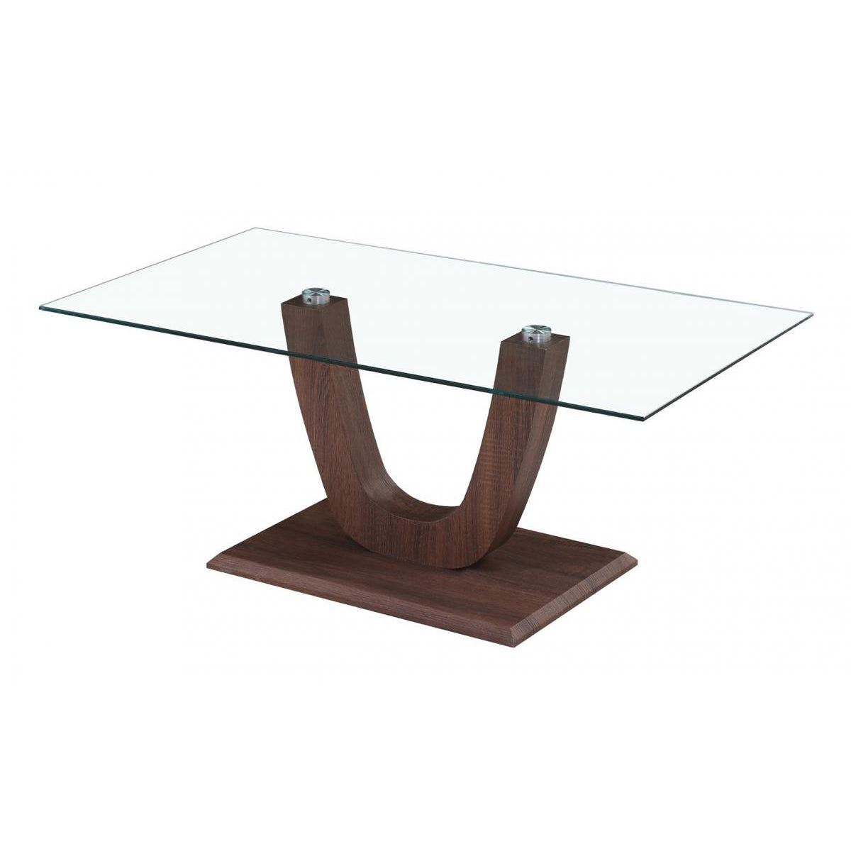 Capri Coffee Table Clear Glass Walnut – Modern & Contemporary Style - Plushnests