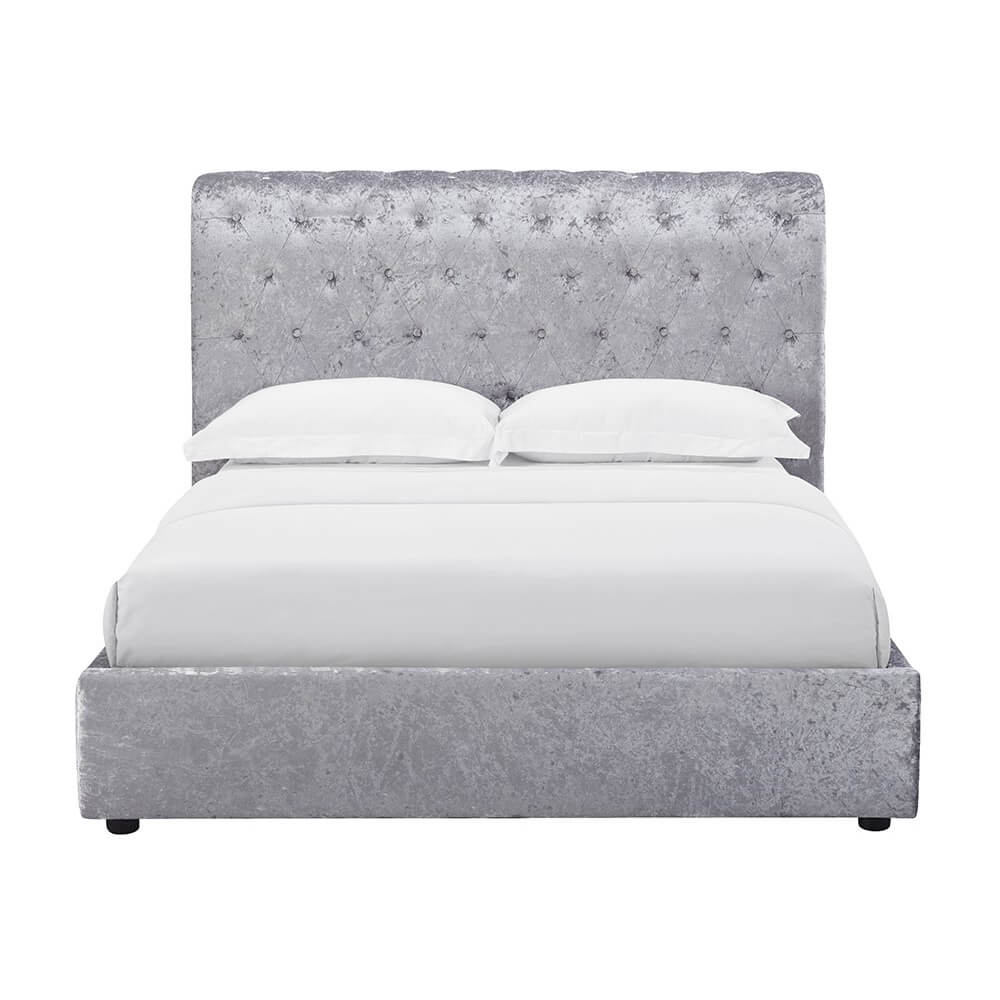 Casablanca Crushed Velvet King Size Storage Bed – Grey, Velvet, Storage - Plushnests