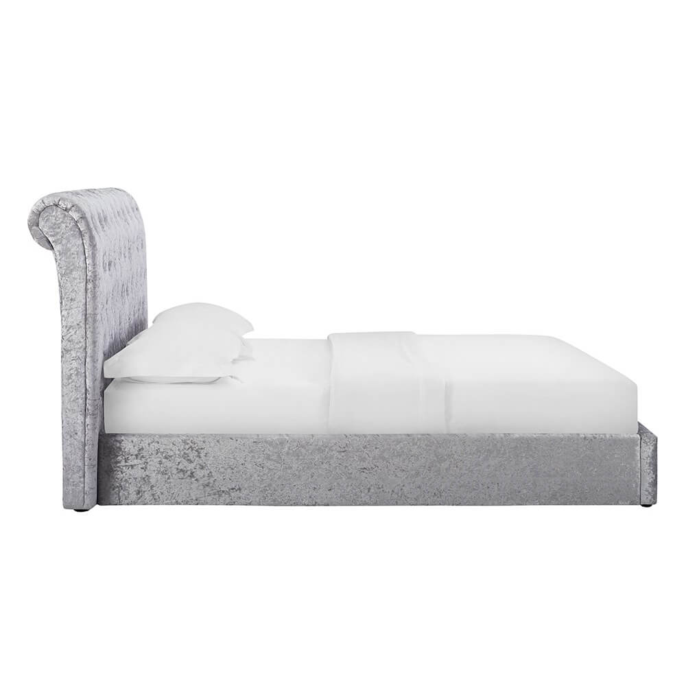 Casablanca Crushed Velvet King Size Storage Bed – Grey, Velvet, Storage - Plushnests