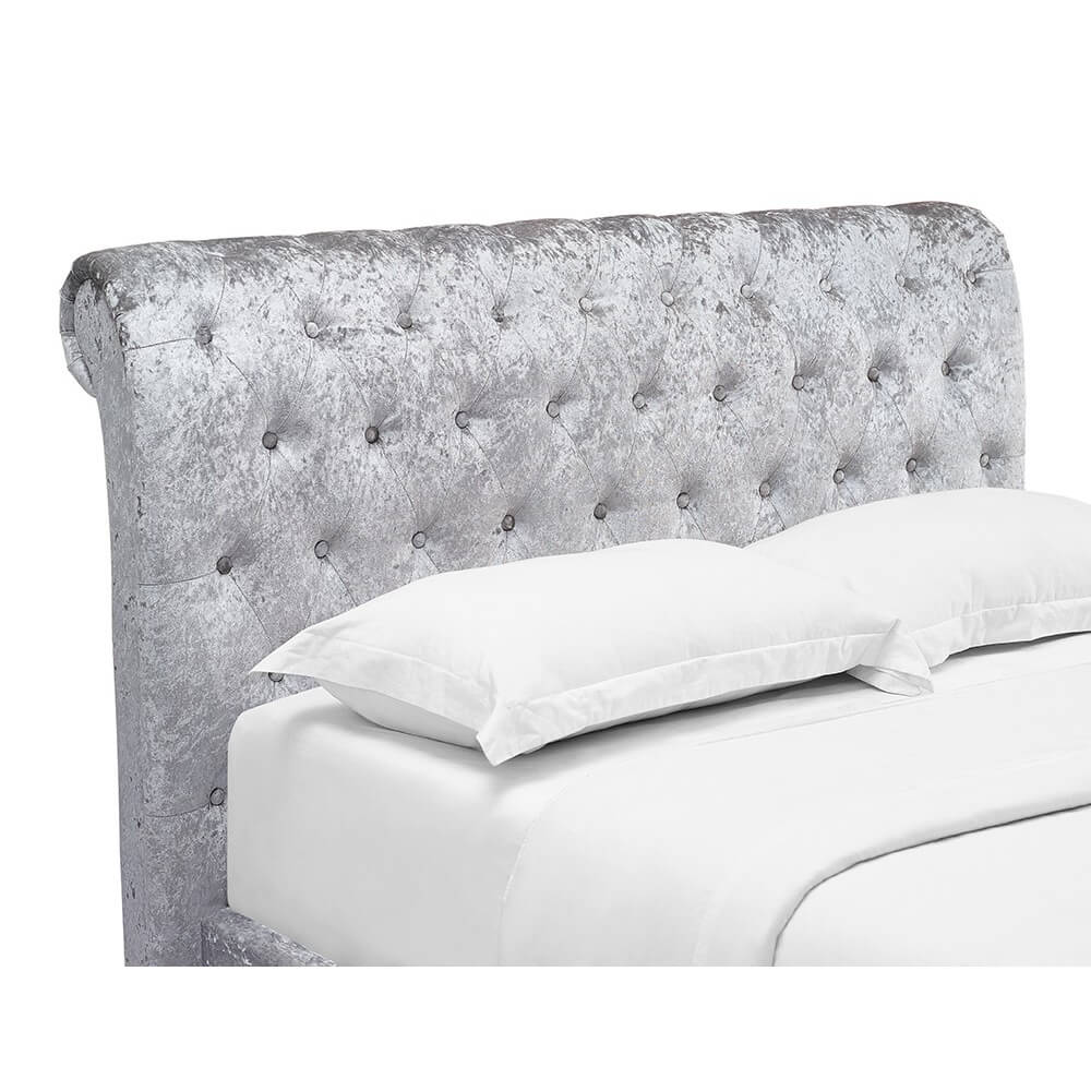 Casablanca Crushed Velvet King Size Storage Bed – Grey, Velvet, Storage - Plushnests