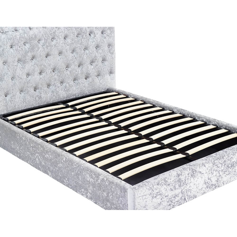 Casablanca Crushed Velvet King Size Storage Bed – Grey, Velvet, Storage - Plushnests