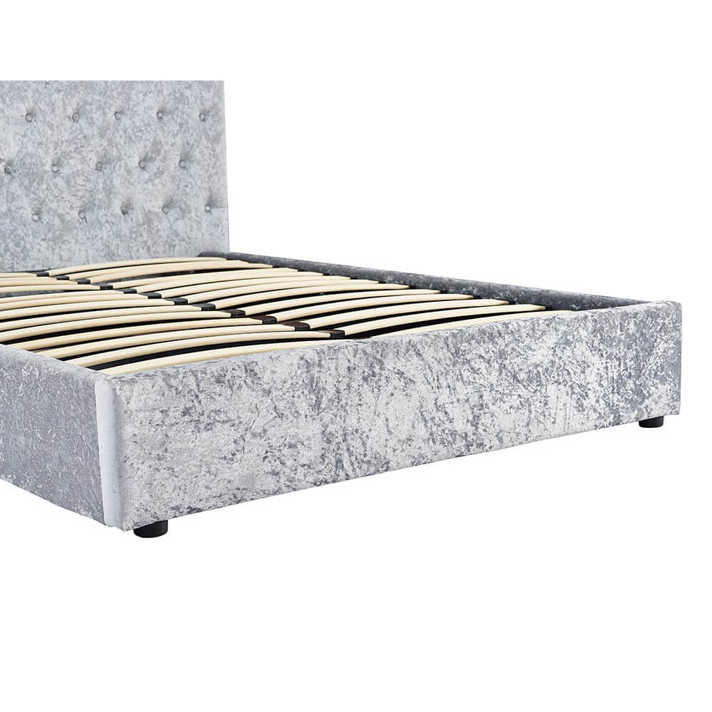 Casablanca Crushed Velvet King Size Storage Bed – Grey, Velvet, Storage - Plushnests