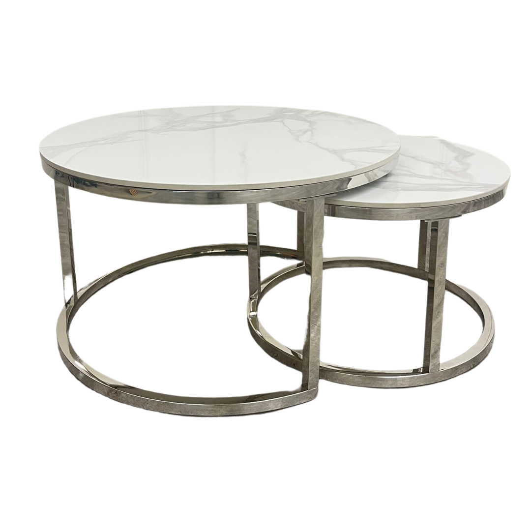 White and silver nest of tables discount
