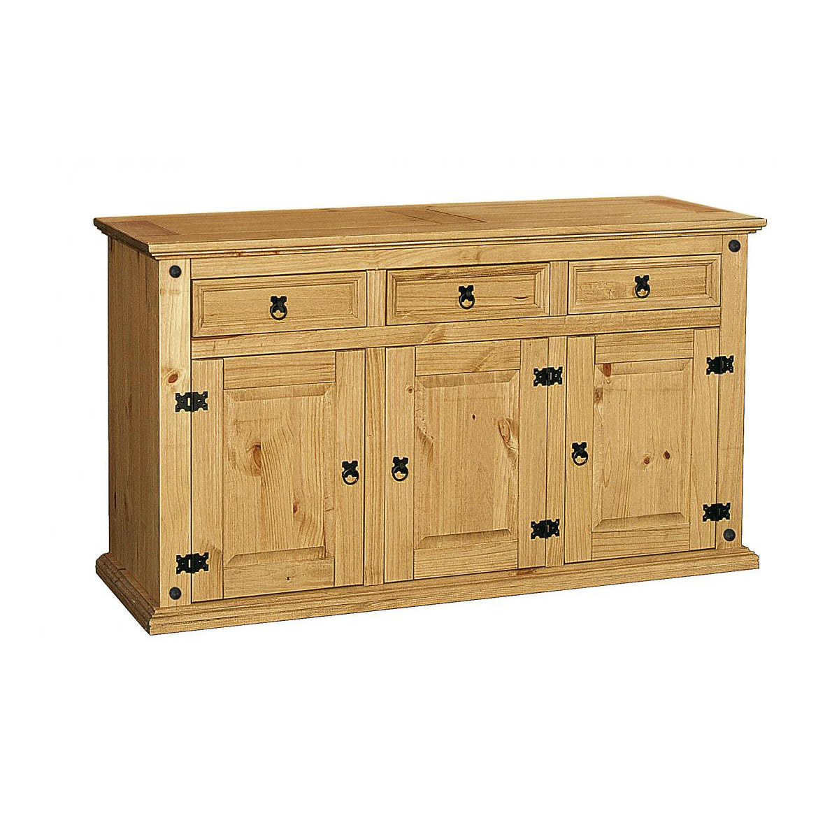 Corona Buffet 3 Doors & 3 Drawers - Distressed Solid Pine Rustic Sideboard - Plushnests