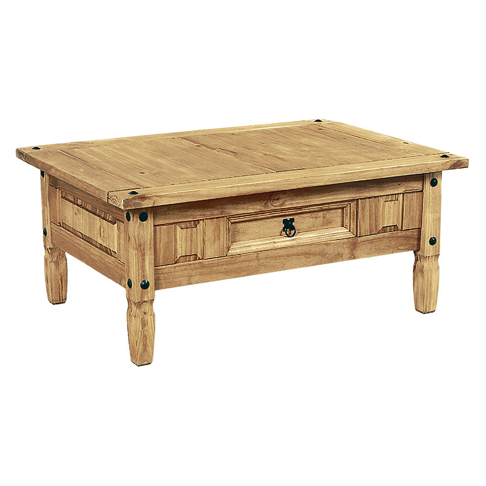 Corona Coffee Table – Solid Waxed Light Pine, Distressed Pine, Modern - Plushnests