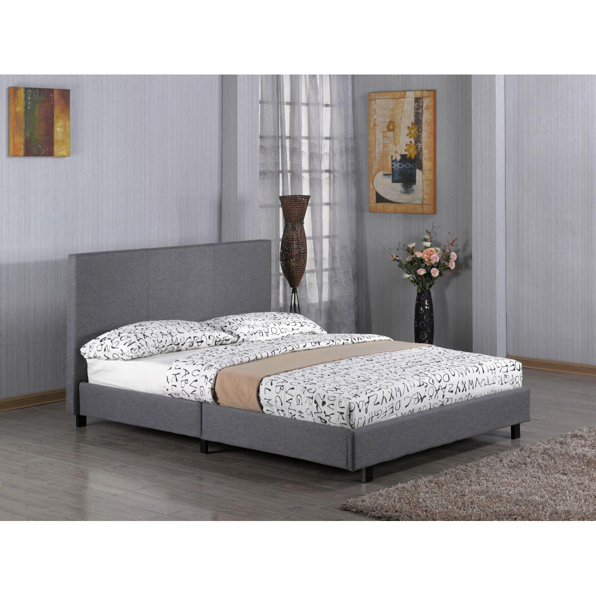 Fusion Fabric Storage 4 Foot Bed Grey - Double Fabric Storage Bed, Linen - Plushnests
