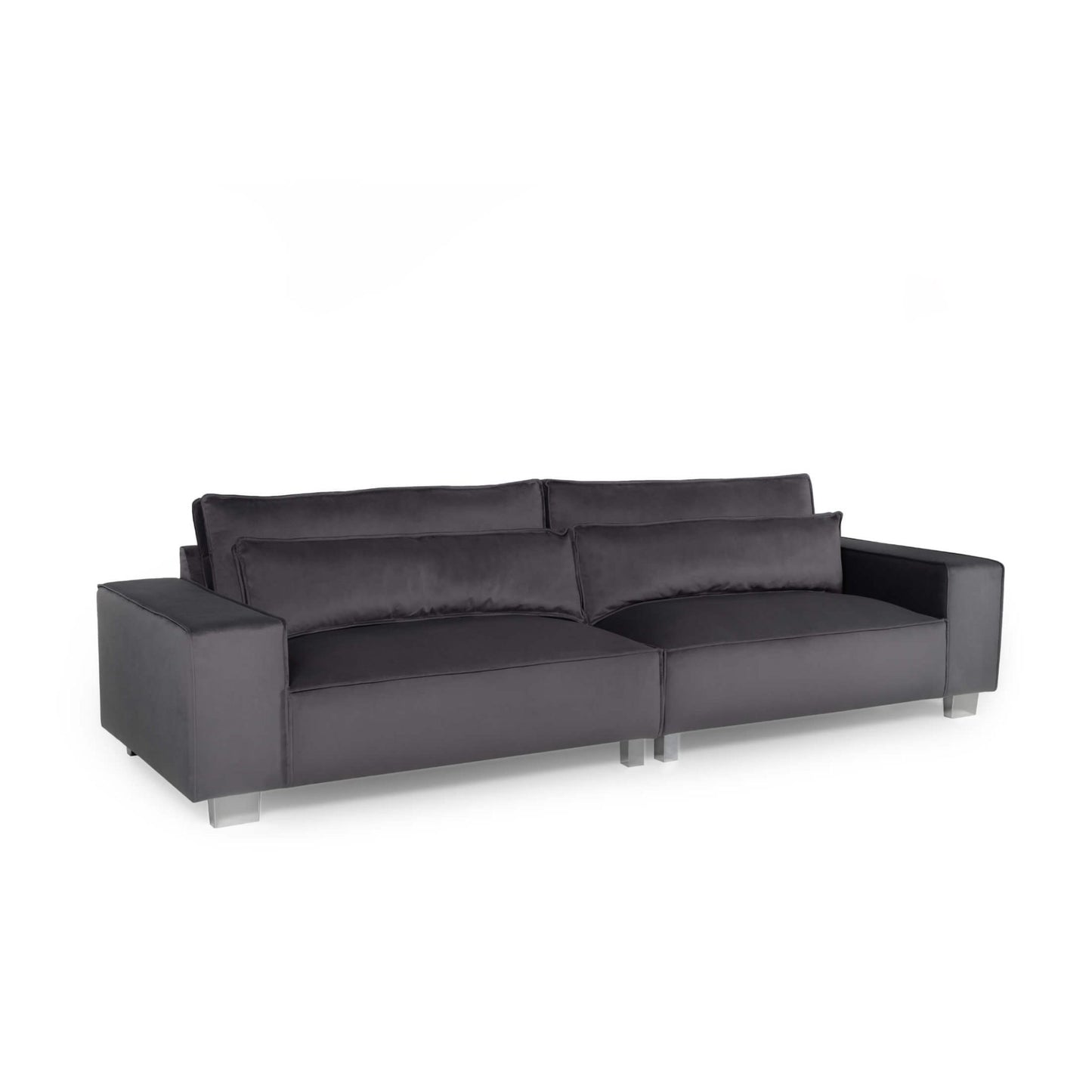 Harleston Fabric Sofa 4S Steel – Stylish 4-Seater with Chrome Metal Legs - Plushnests