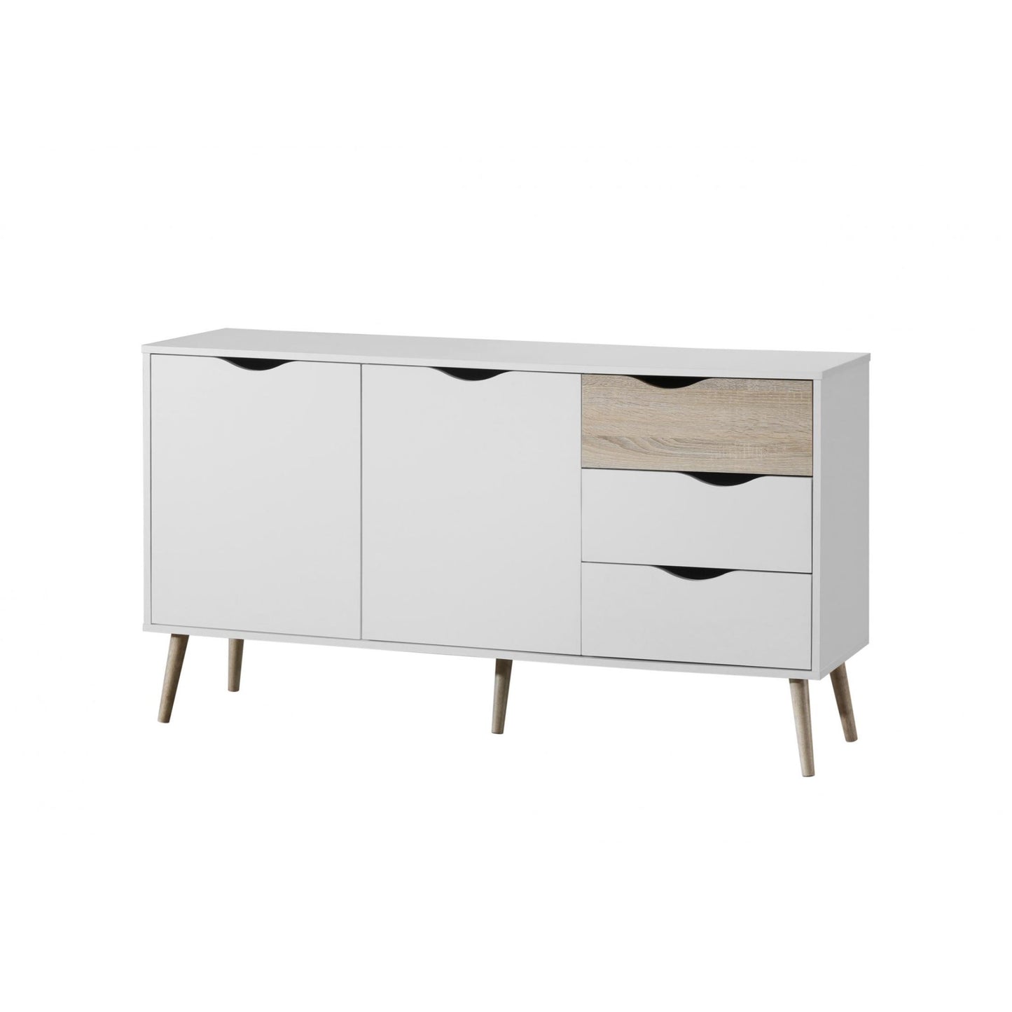 Mapleton Large Sideboard, Oak Effect, Rubberwood Legs, Rustic & Contemporary - Plushnests
