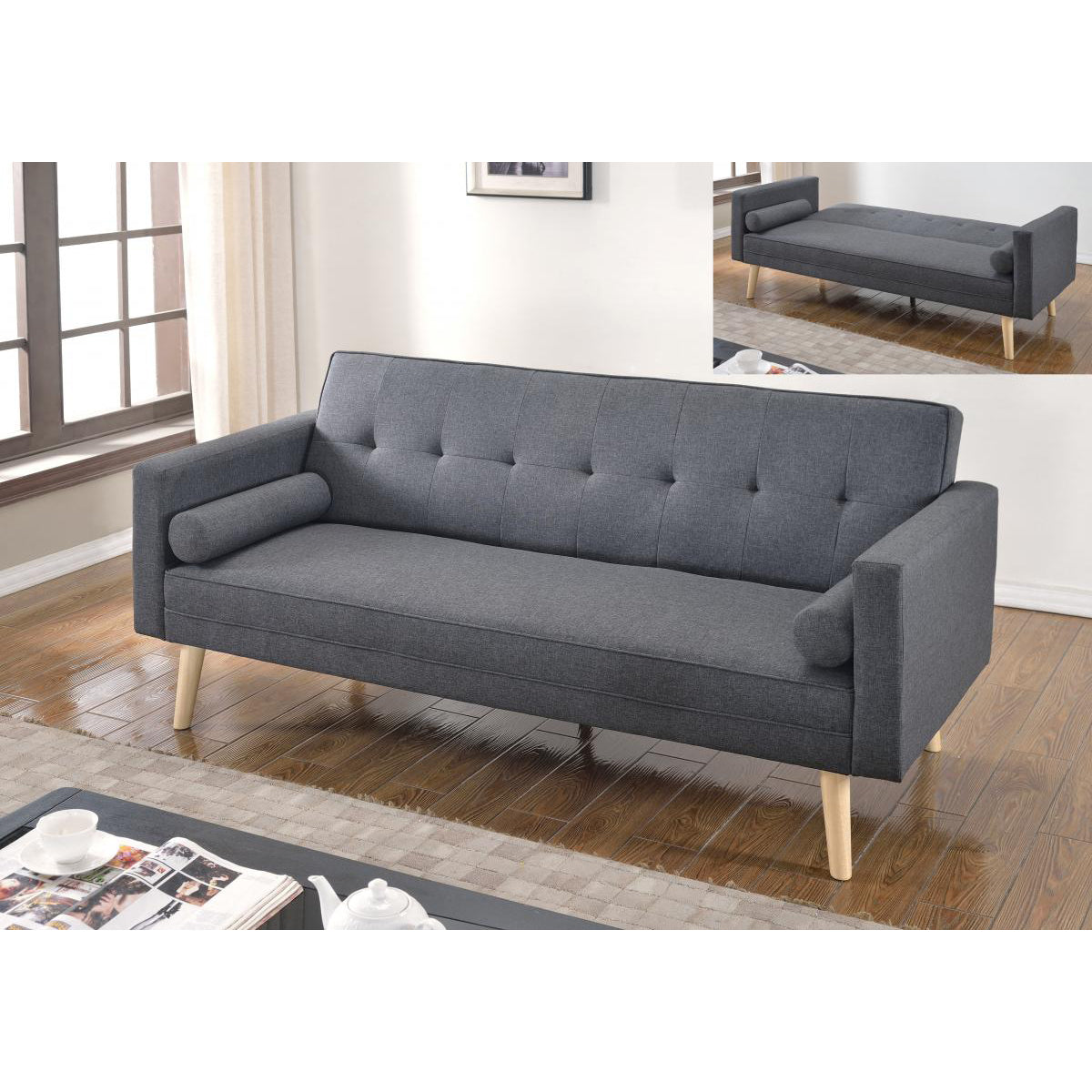 Paris Linen Sofa Bed Dark Grey - Stylish, Functional Linen Sofa Bed - Plushnests