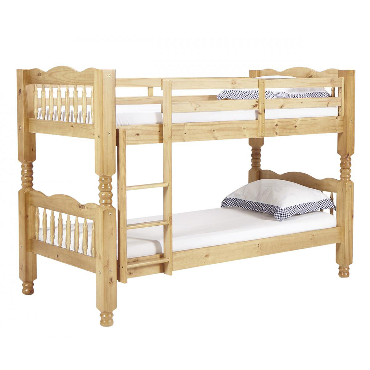 Trieste Chunky Pine Bunk Bed Light Antique | Full-Sized Solid Wood Bed - Plushnests