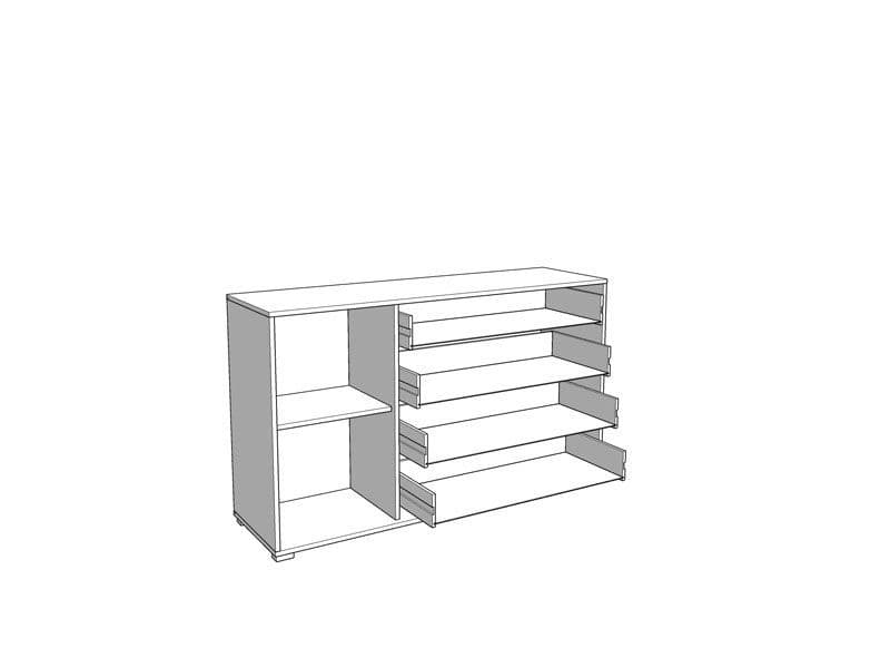 Asmara Oak Effect and Black 4-Drawer Sideboard | Modern 1-Door Storage - Plushnests