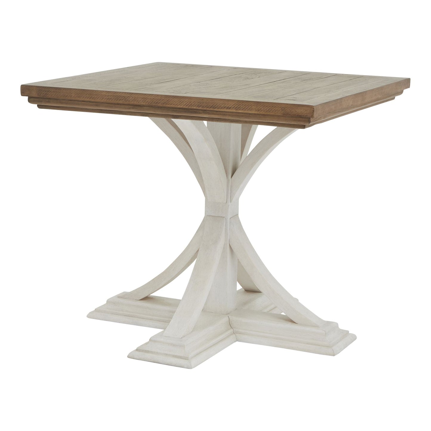 Luna Collection Square Dining Table Rustic Handcrafted Off-White Design - Plushnests
