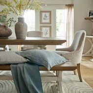 Luna Collection Rectangular Dining Table Rustic Off-White Wood Design - Plushnests