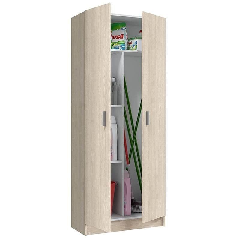 Multi Tall Oak Effect 2-Door Storage Cupboard – Universal & Stylish - Plushnests