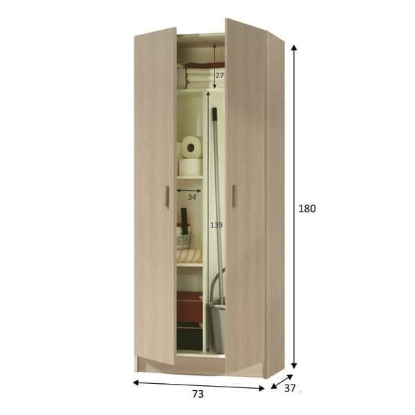Multi Tall Oak Effect 2-Door Storage Cupboard – Universal & Stylish - Plushnests
