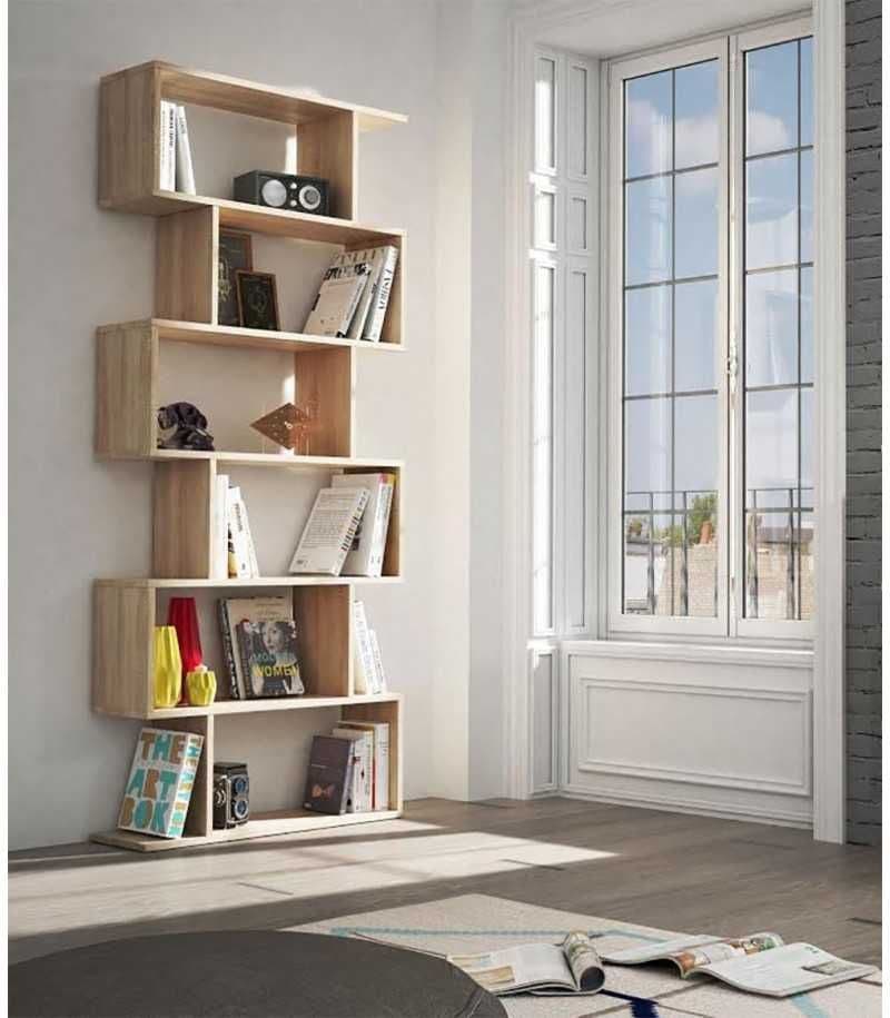 Zing Oak Effect Tall Bookcase - 192cm, 80cm Wide, 6-Shelf, 25cm Depth - Plushnests
