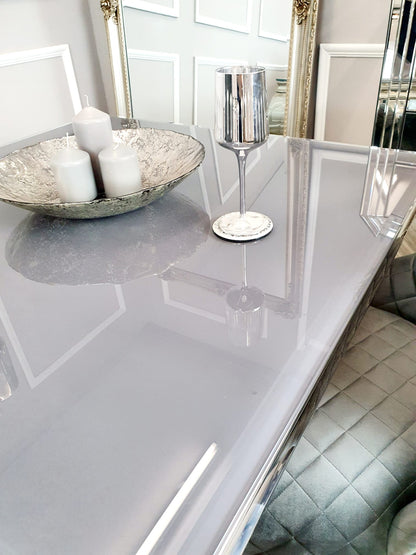 grey glass dining table