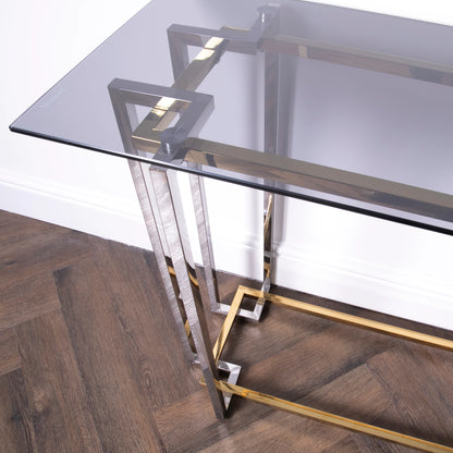 glass top console table