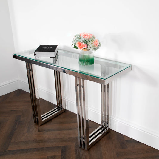 silver console table