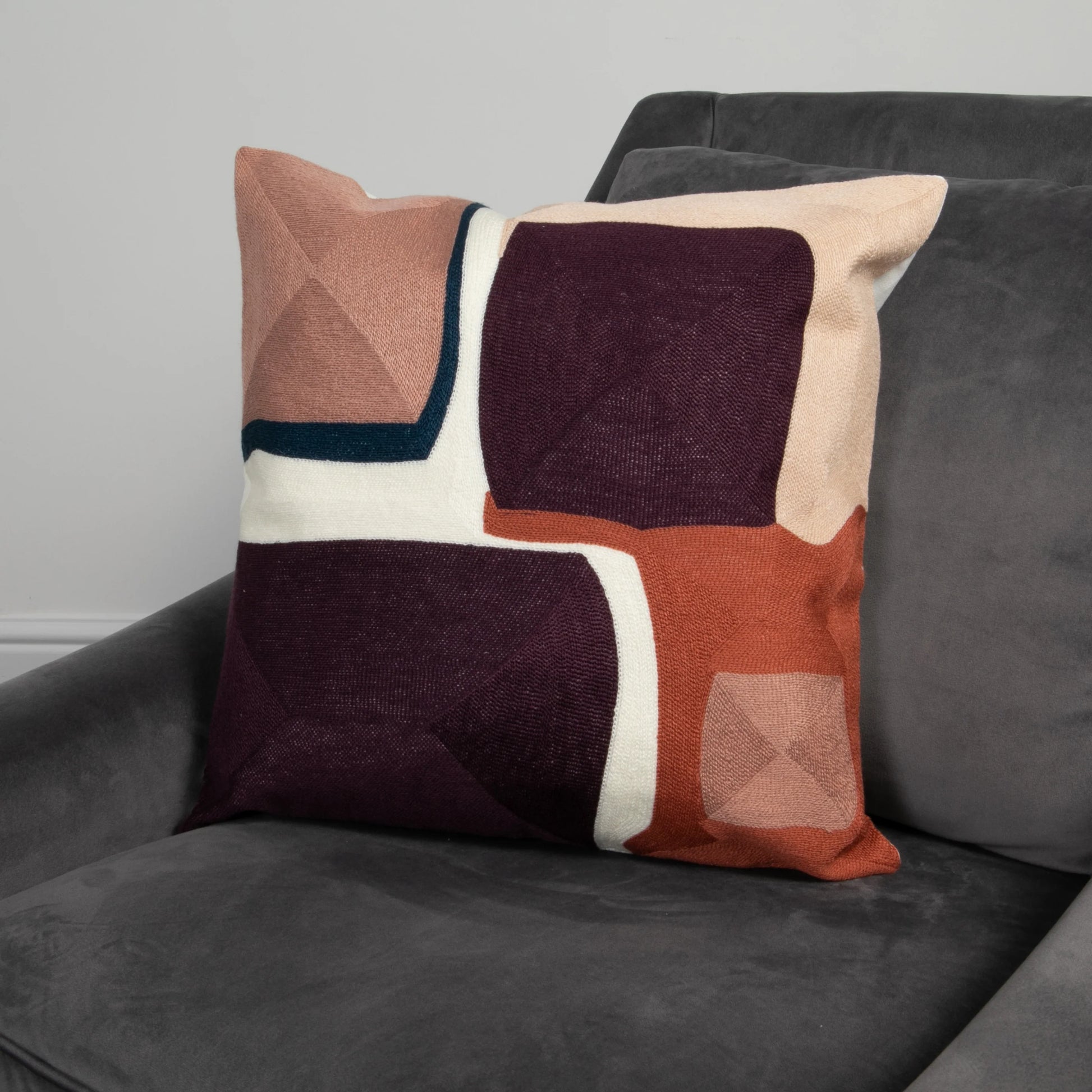 purple abstract boho cushion