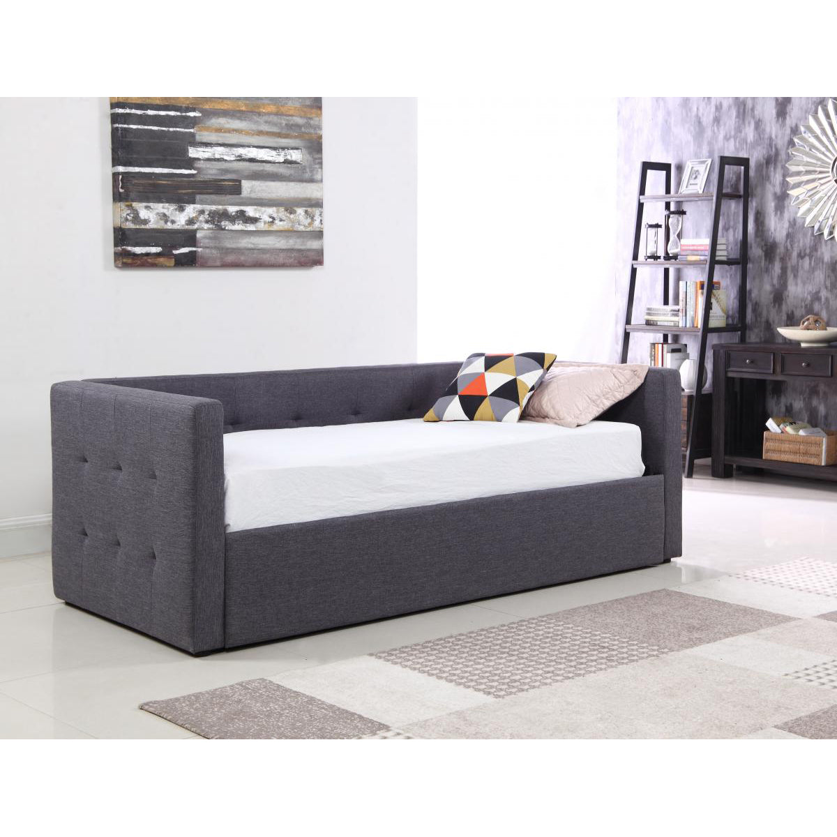 Congo Day Bed Linen Fabric Grey - Stylish Sofa Bed with Free Shipping