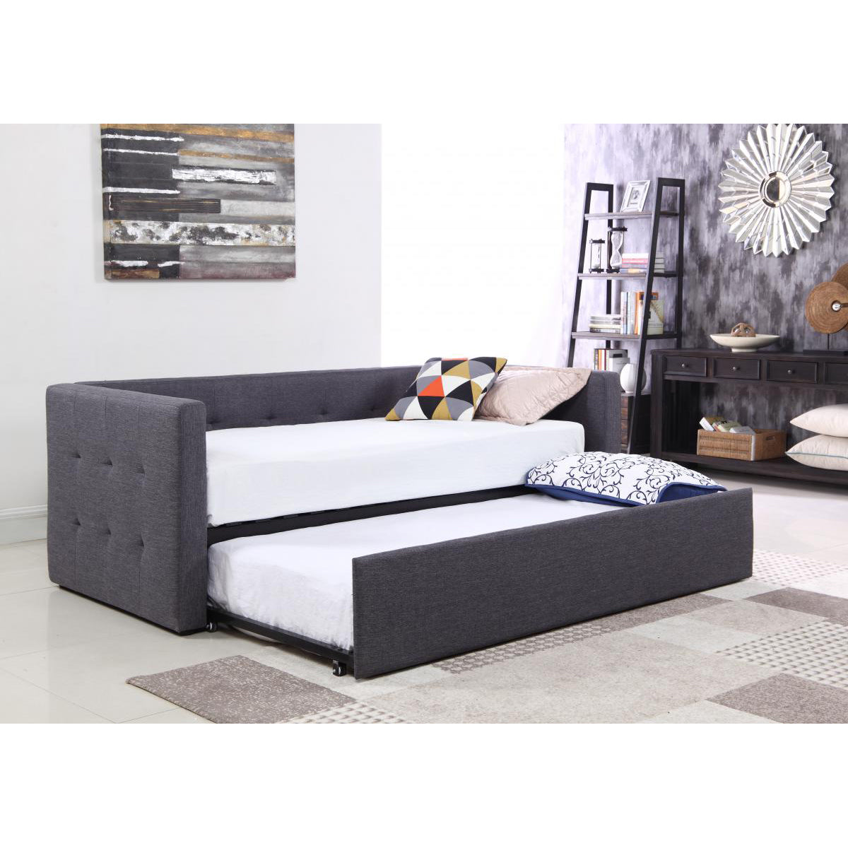 Congo Day Bed Linen Fabric Grey - Stylish Sofa Bed with Free Shipping