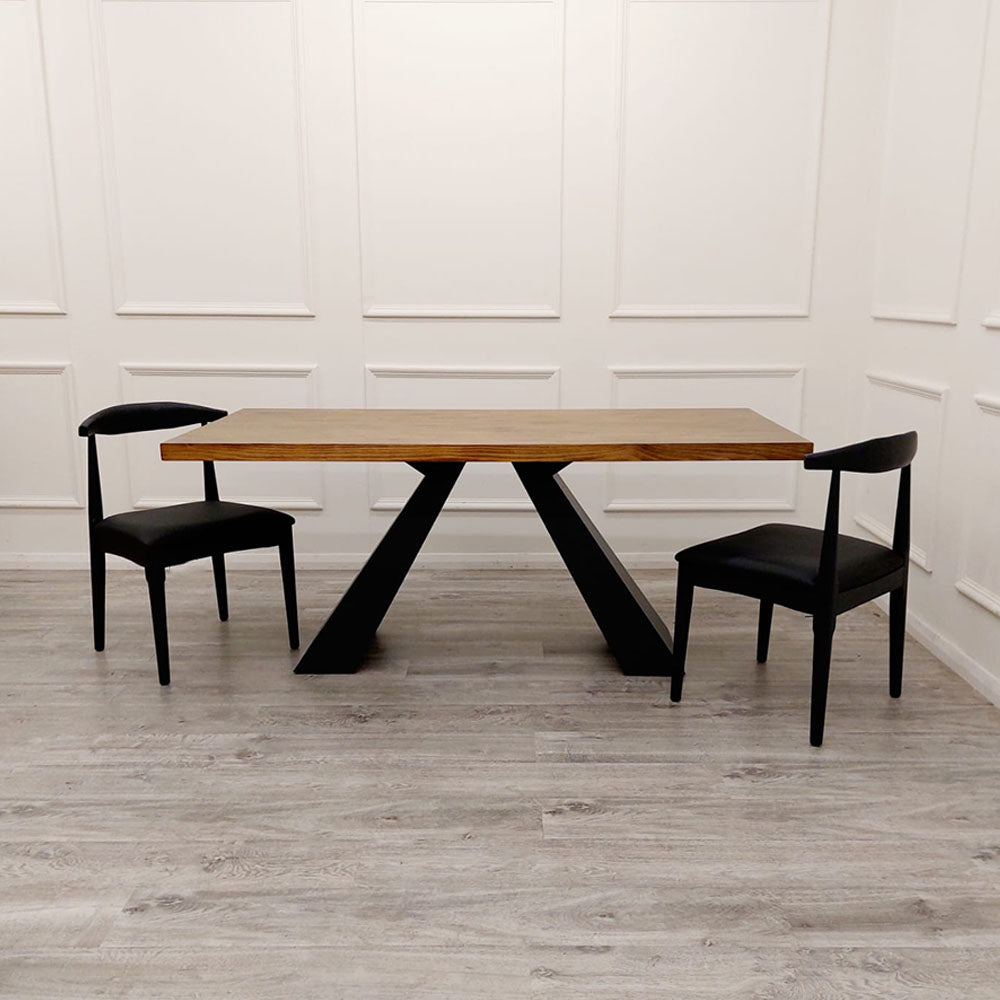 matt black coated finish dining table