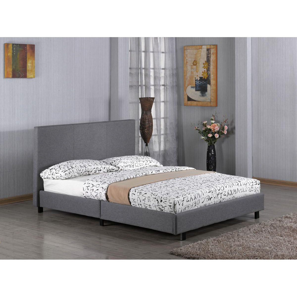 Fusion Fabric Storage 4 Foot Bed Grey - Double Fabric Storage Bed, Linen