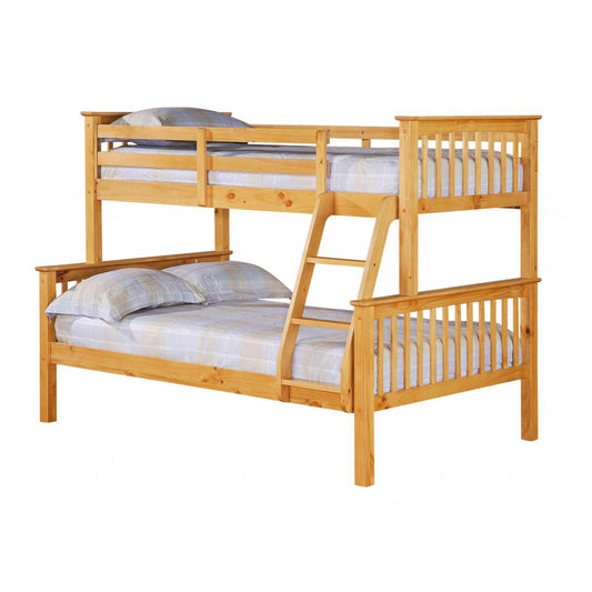 Porto Triple Bunk Bed Pine – Full-Sized Solid Wood Triple Sleeper