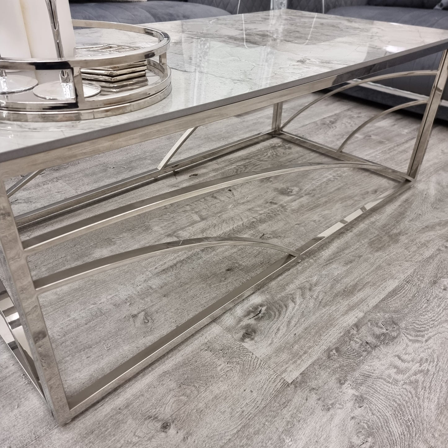 chrome finish coffee table