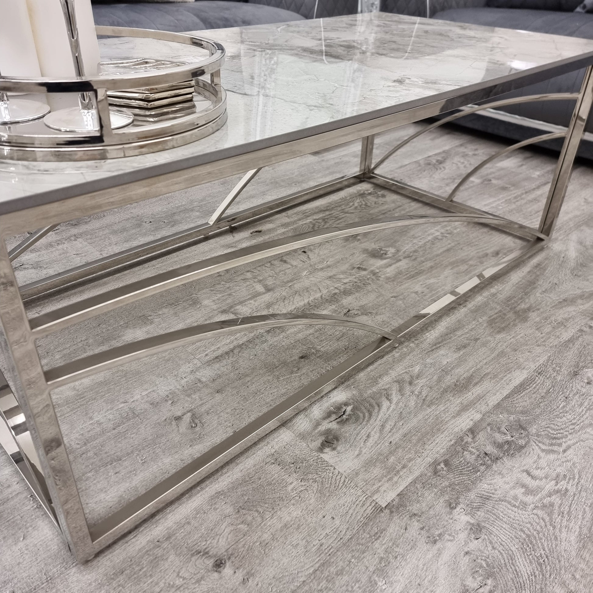 chrome finish coffee table