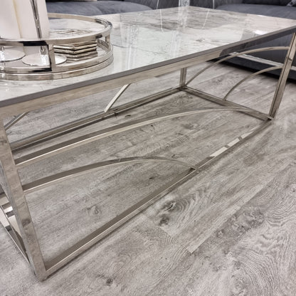chrome finish coffee table