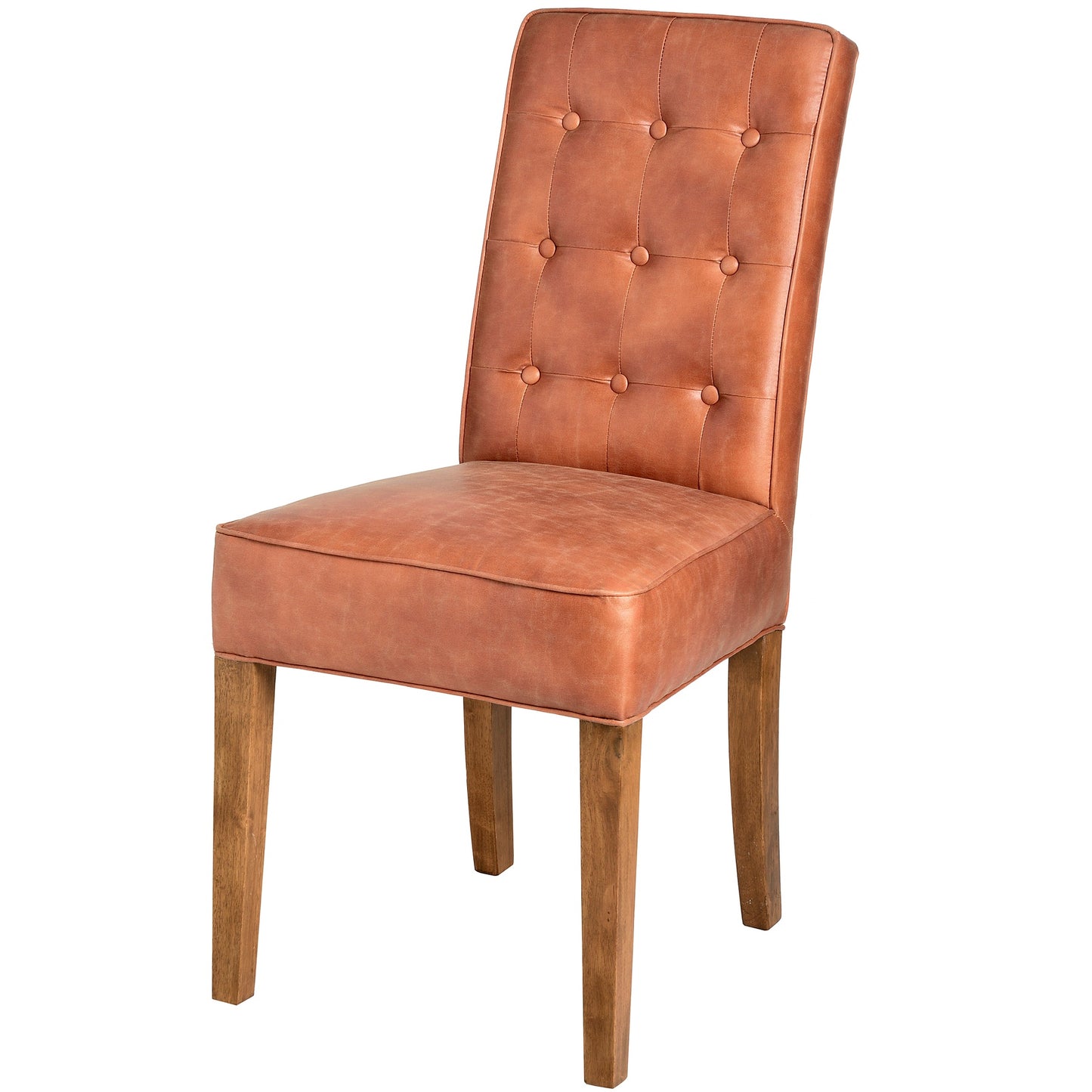 Tan Faux Leather Dining Chair - Modern, Contemporary, Wood & Leather