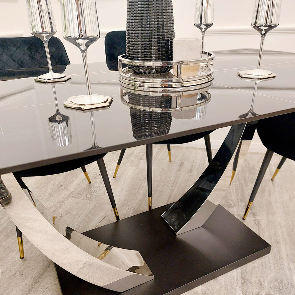 black glass top finish table