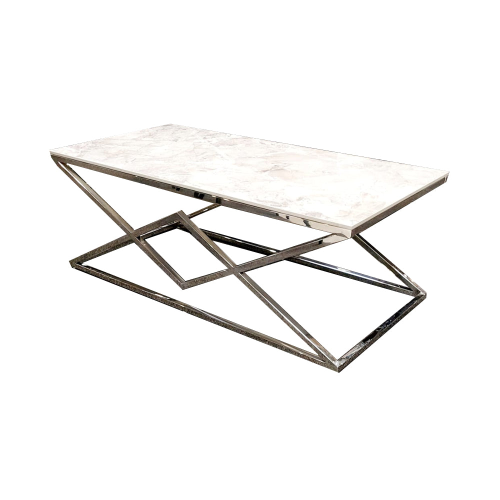 chrome coffee table with stomach ash sintered stone top