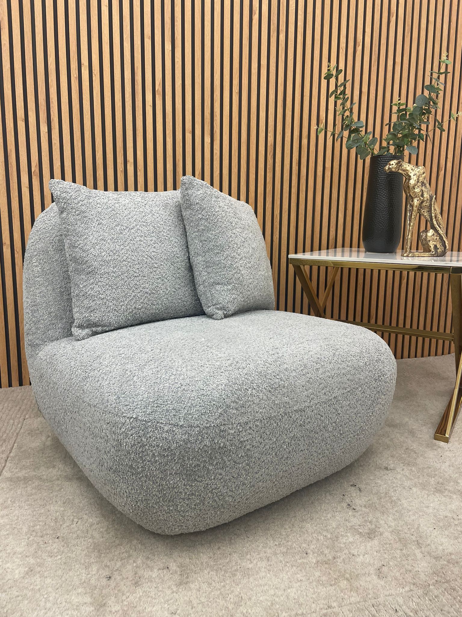 boucle fabric swivel chair