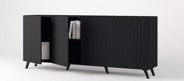 atlantis matte black four door sideboard