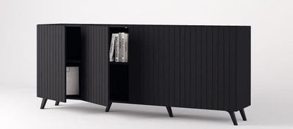 atlantis matte black four door sideboard