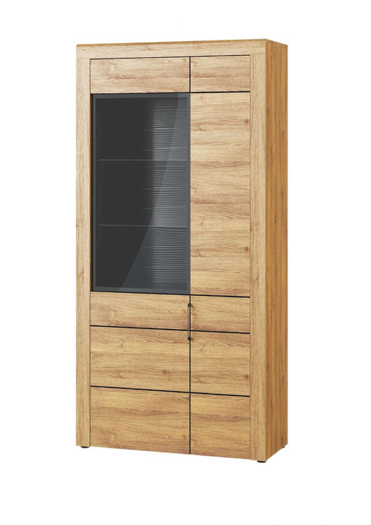 camar large oak effect display cabinet