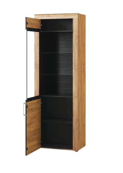 one door oak display cabinet