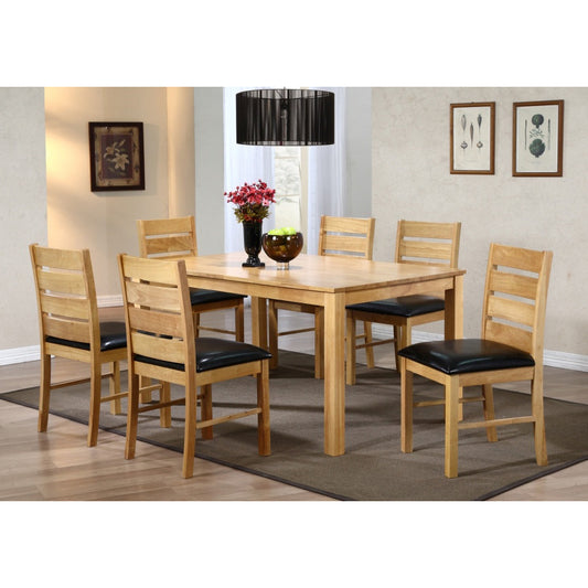 Fairmont Dining Set with 6 Chairs Natural | Rubberwood & Stainless Steel