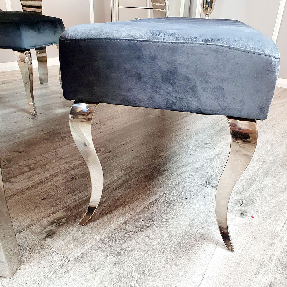 Louis style chrome legs dining bench