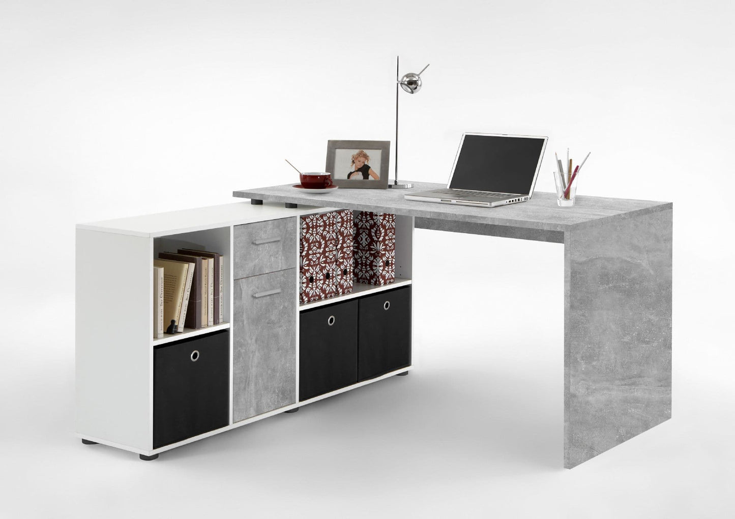 Ruiz concrete grey and white versatile office and home desk