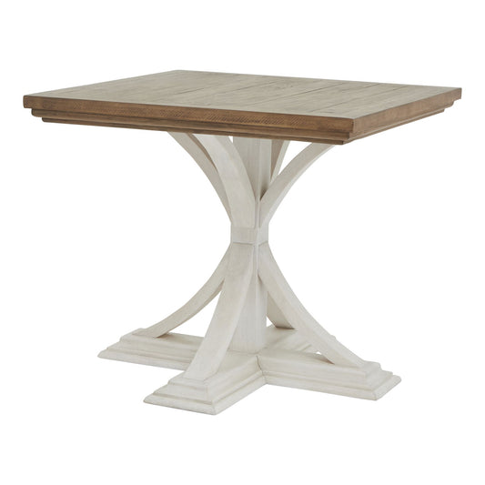 Luna Collection Square Dining Table Rustic Handcrafted Off-White Design